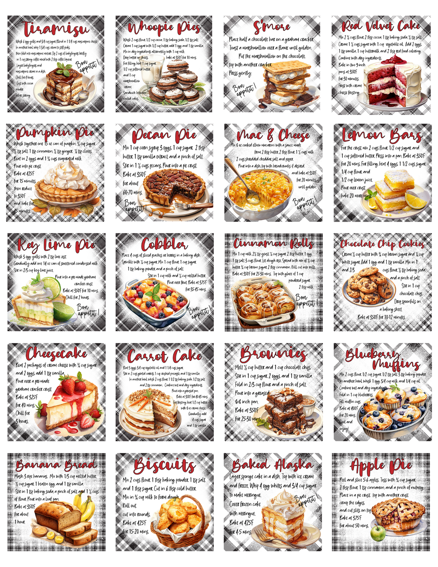Baking Recipe Magnets (set of 20)