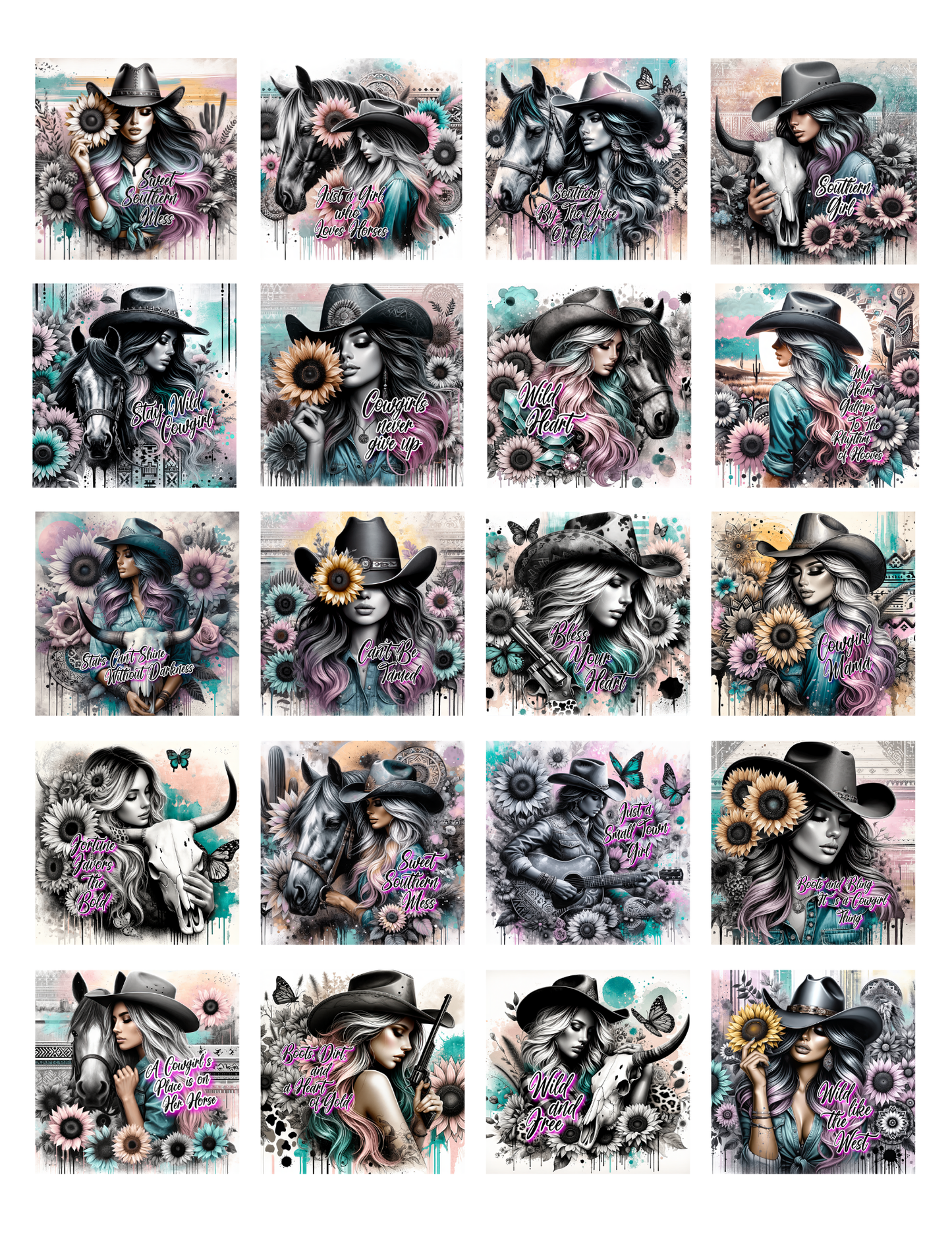 Cowgirl Magnets (set of 20)