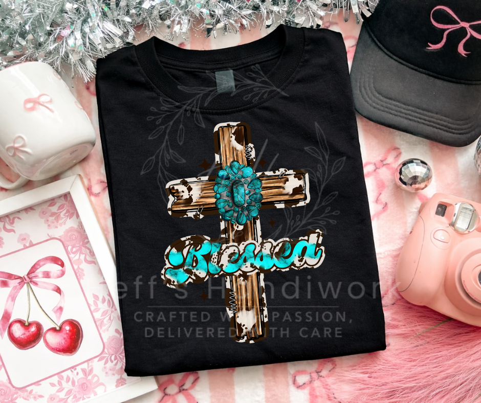 Blessed with Cross Turquoise