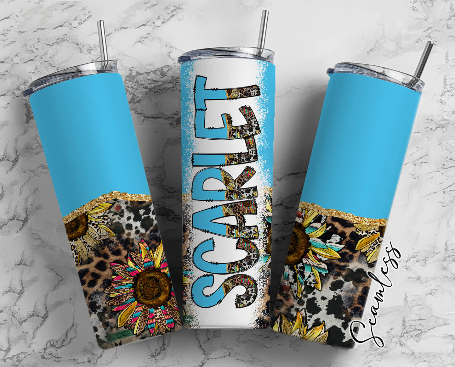 20 oz Sublimation Wraps-Split Design with Matching Alphabet