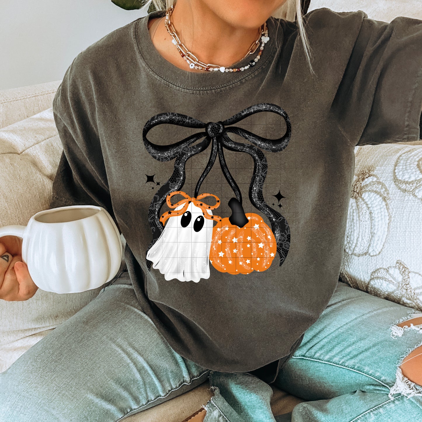 Ghostie Bow w/ Pumpkin