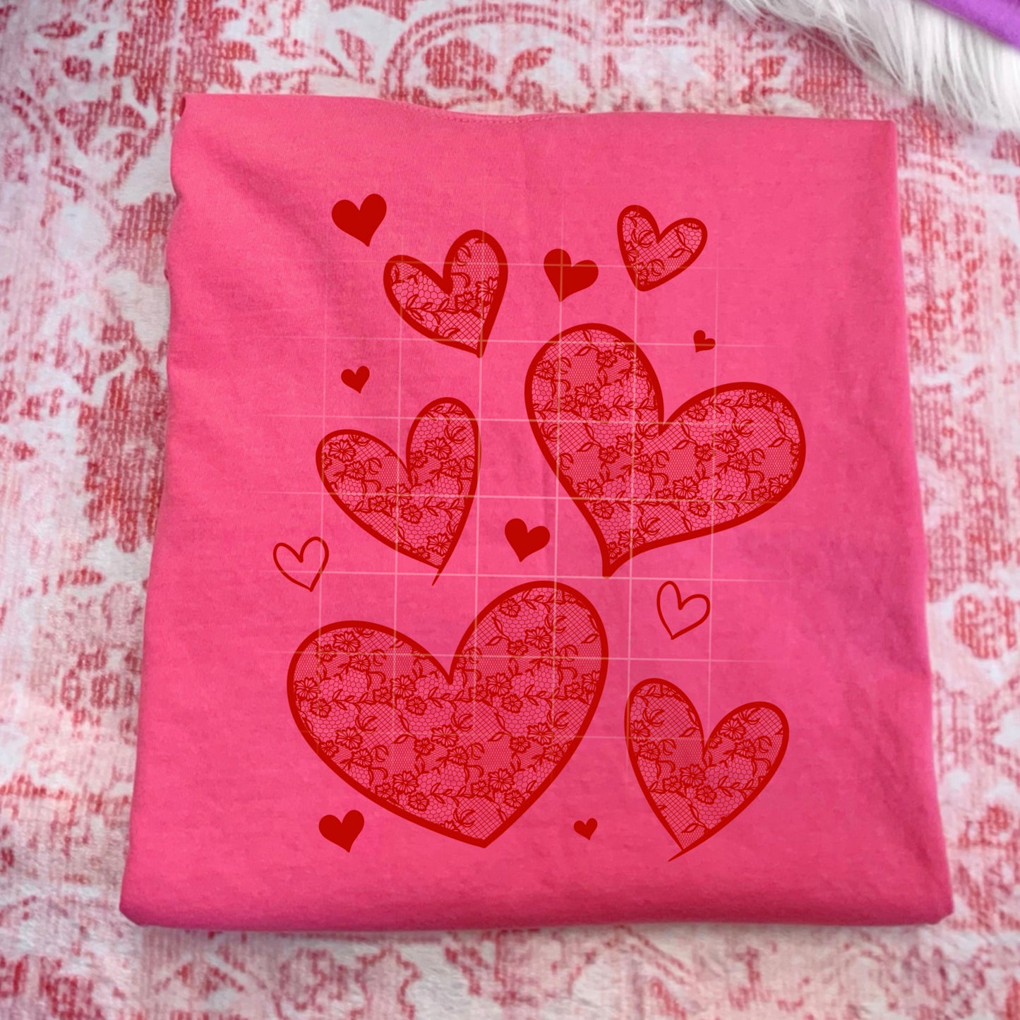 Lace Hearts Red