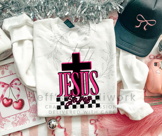 Jesus and Cross Pink