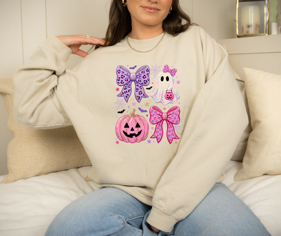 Pink and Purple Ghost and Pumpkin Collage