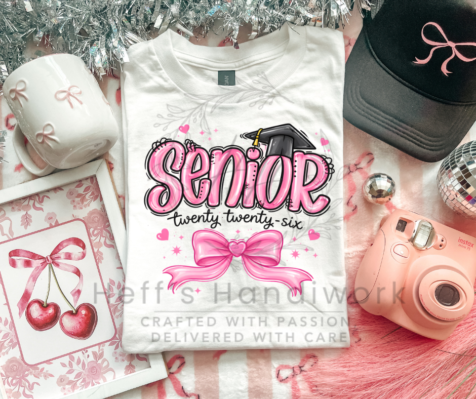 Senior 2026 Pink with Bow and Cap