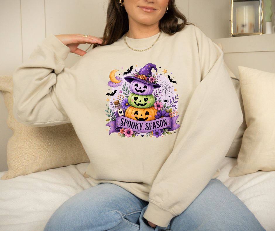 Spooky Season 3 Stacked Pumpkins Purple